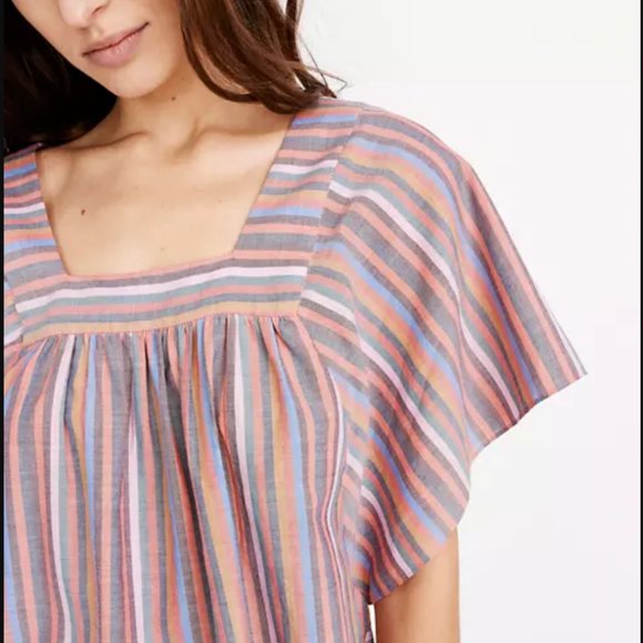 Madewell Butterfly Rainbow Stripe Cotton Top Extra Small - Picture 2 of 8